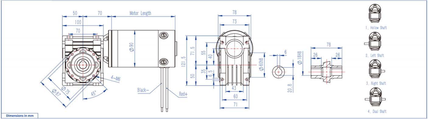 90 ZYT Brushed DC Motor with NMRV40 Worm Gearbox 90 ZYT Brushed DC Motor with NMRV40 Worm Gearbox