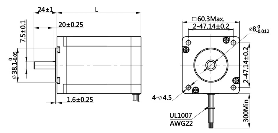 nema 24 stepper motor dimension