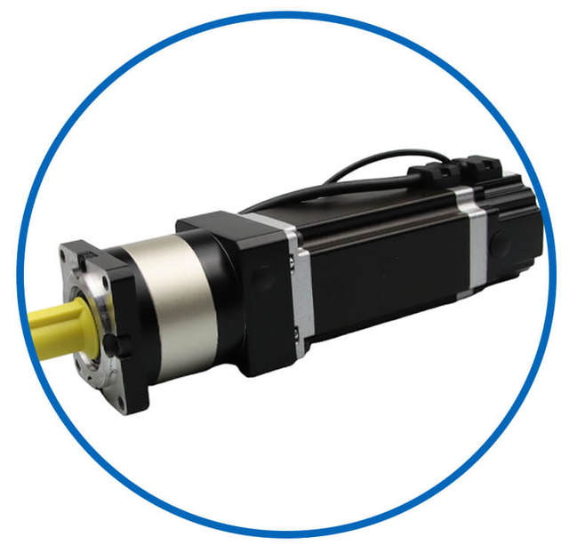 stepper motor with gearbox and brake